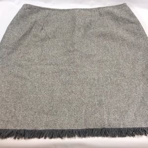 J Jill Stretch Skirt Grey Tweed with Fringe